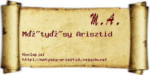 Mátyásy Arisztid névjegykártya